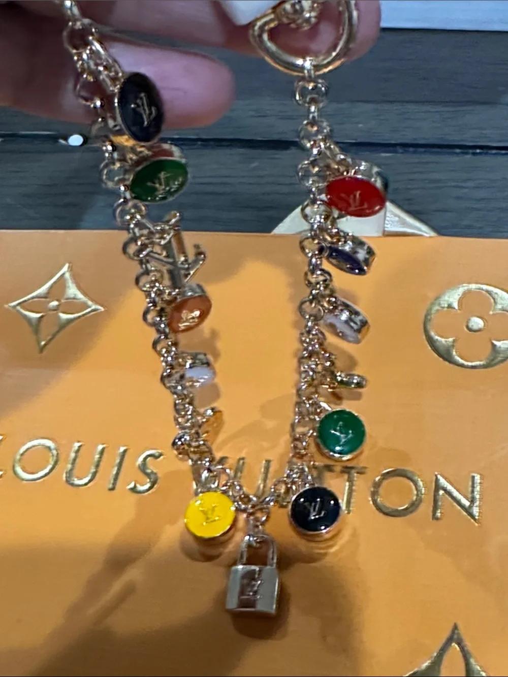Gold Tone Multicolor Enamel Charm chain for purse
